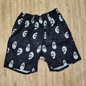 Skull and Spiders Gothic Design Swim Trunk Shorts Size Large